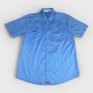 Huk Shirt Men Small Solid Performance Fishing Short Sleeve‎ Button-Down
